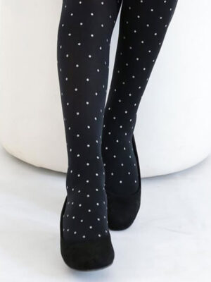 גרביון ילדות שחור נקודות כסף - 60 דנייר